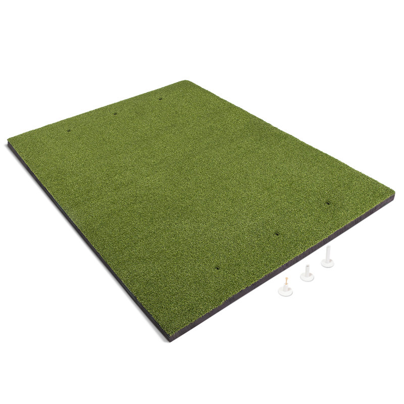 Green Artificial Turf Golf Hitting Mat with Rubber Tees
