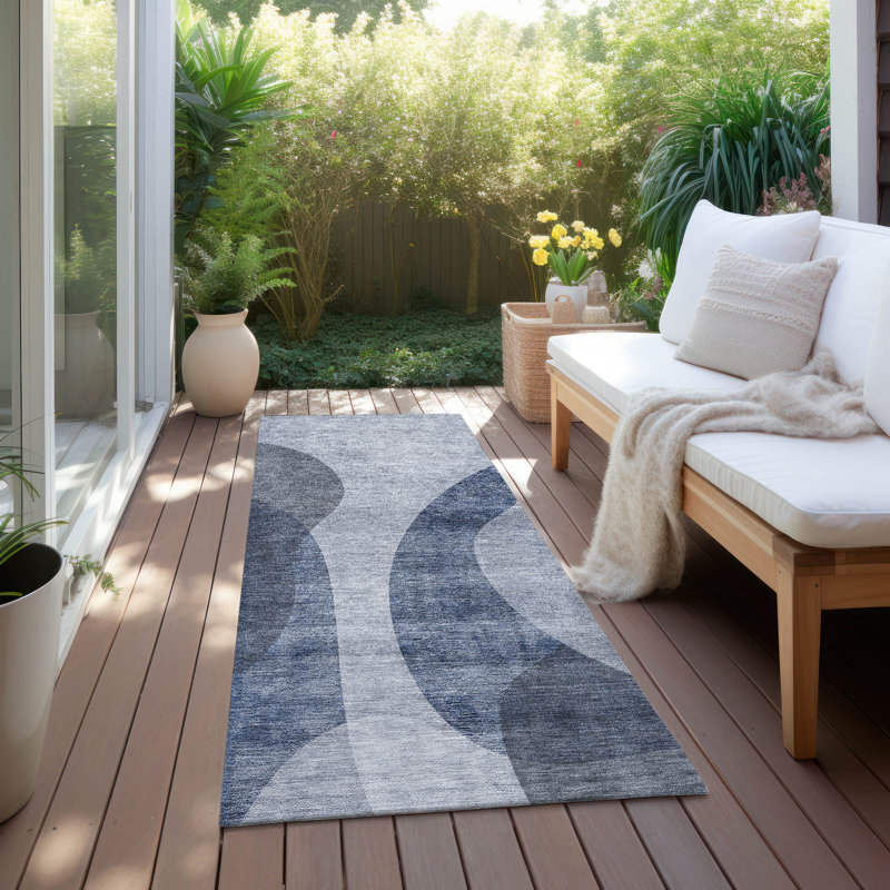 Tapis intérieur / extérieur en polyester tissé à la machine Ayush, Tapis de couloir 2 pi 3 po x 7 pi 6 po