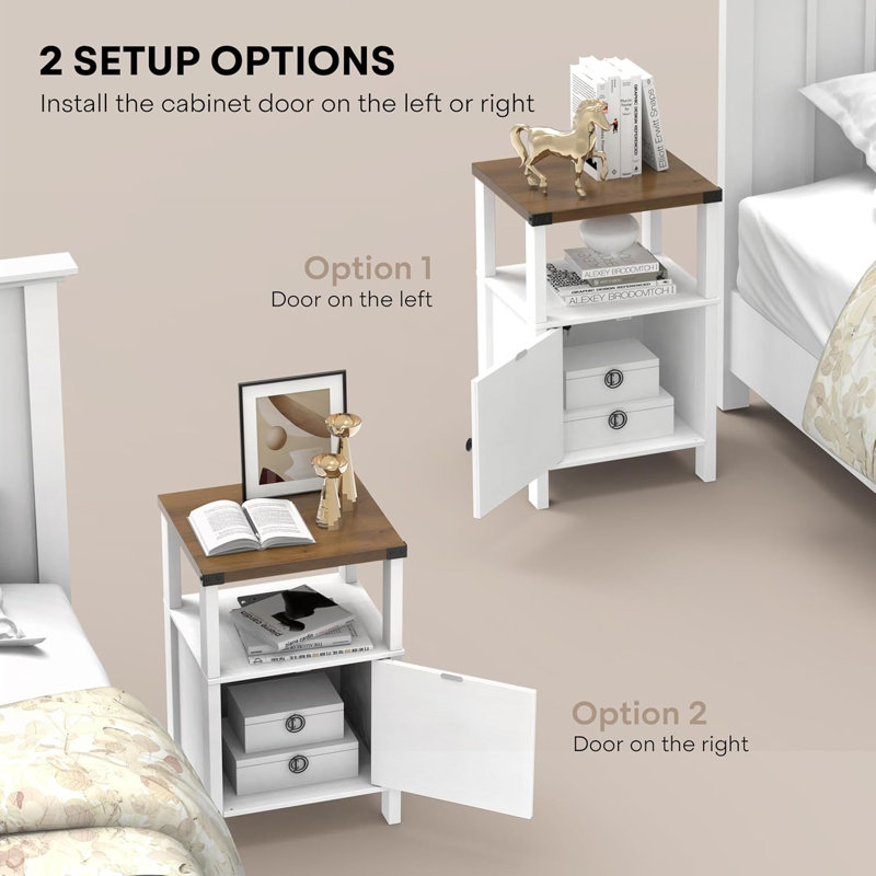Farmhouse Nightstands with Charging Station