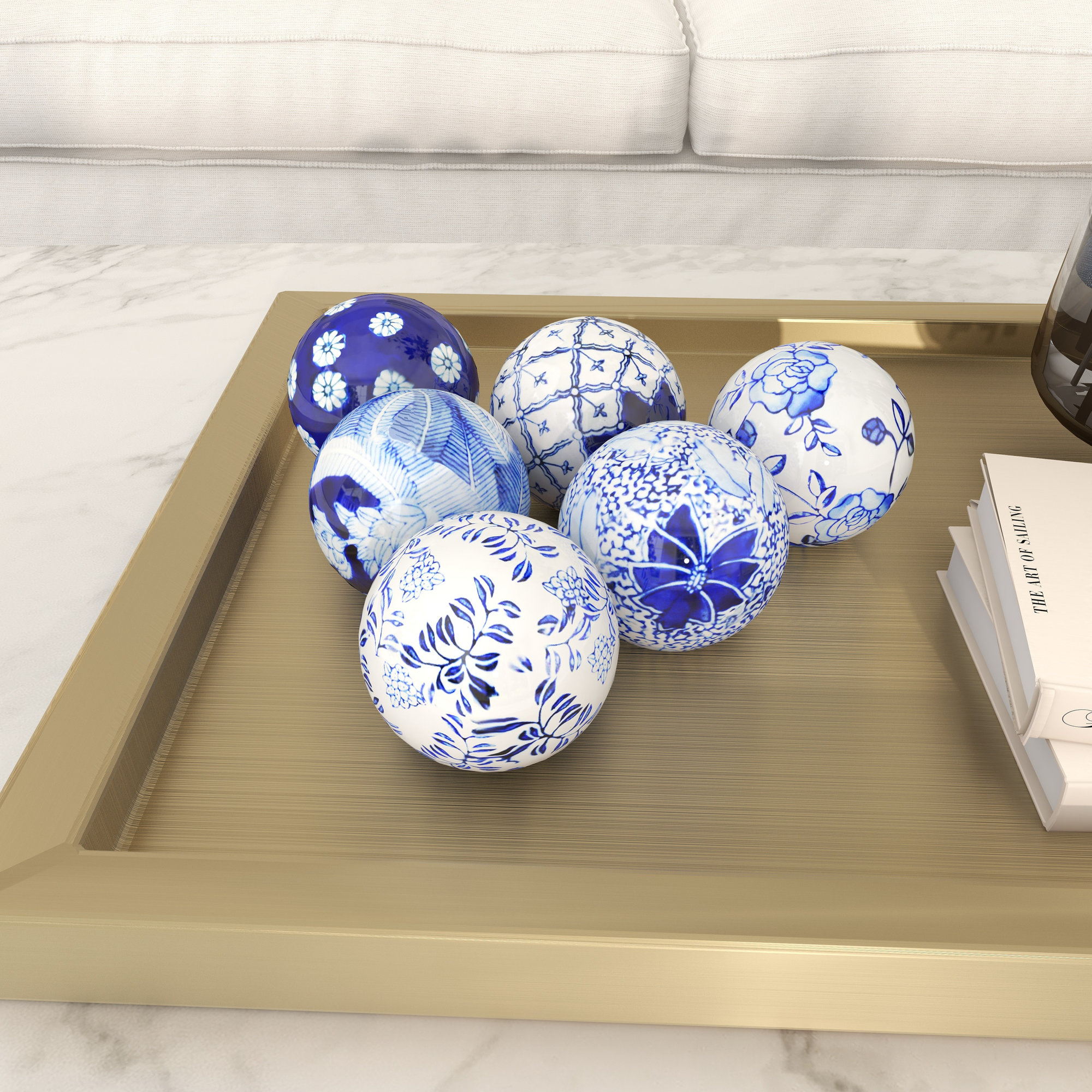 Ceramic Handmade Glossy Decorative Ball Floral Orbs & Vase Filler with Varying Patterns