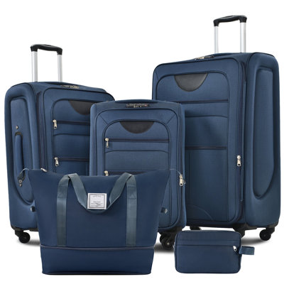 Softside Luggage Expandable 3 Piece Set Suitcase with Duffel Bag Upright Spinner Softshell Lightweight Luggage Travel Set-22/26/30 IN