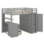 Lit mezzanine polyvalent avec tiroirs de rangement intégrés, bureau de travail spacieux et armoire de style armoire-114355537-114355540