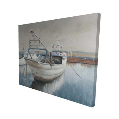Fishing Boat Desaturated - Blue Marine Canvas for Home Decor