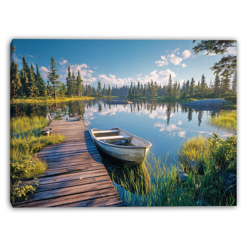Art mural sur toile Quiet Row bateau Morning, H 30 po x l 40 po