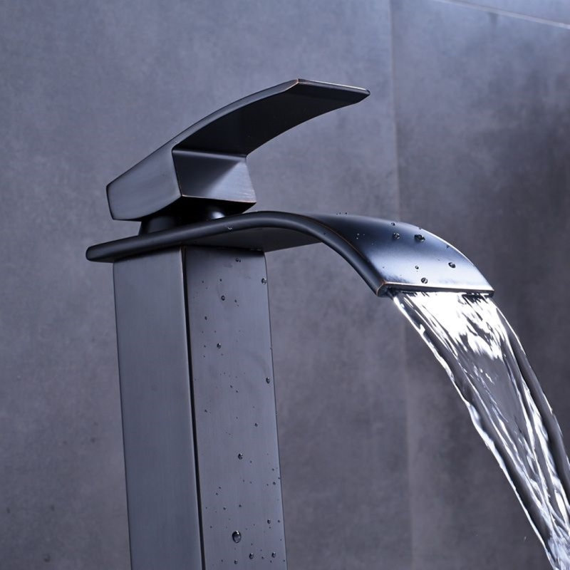 Juno Widespread Black Bronze Single-Handle Contemporary Deck-Mounted Bathroom Sink Faucet