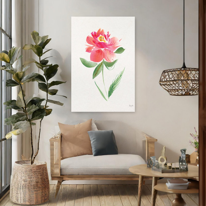 Art contemporain de jardin rose II, H 48 po x l 32 po