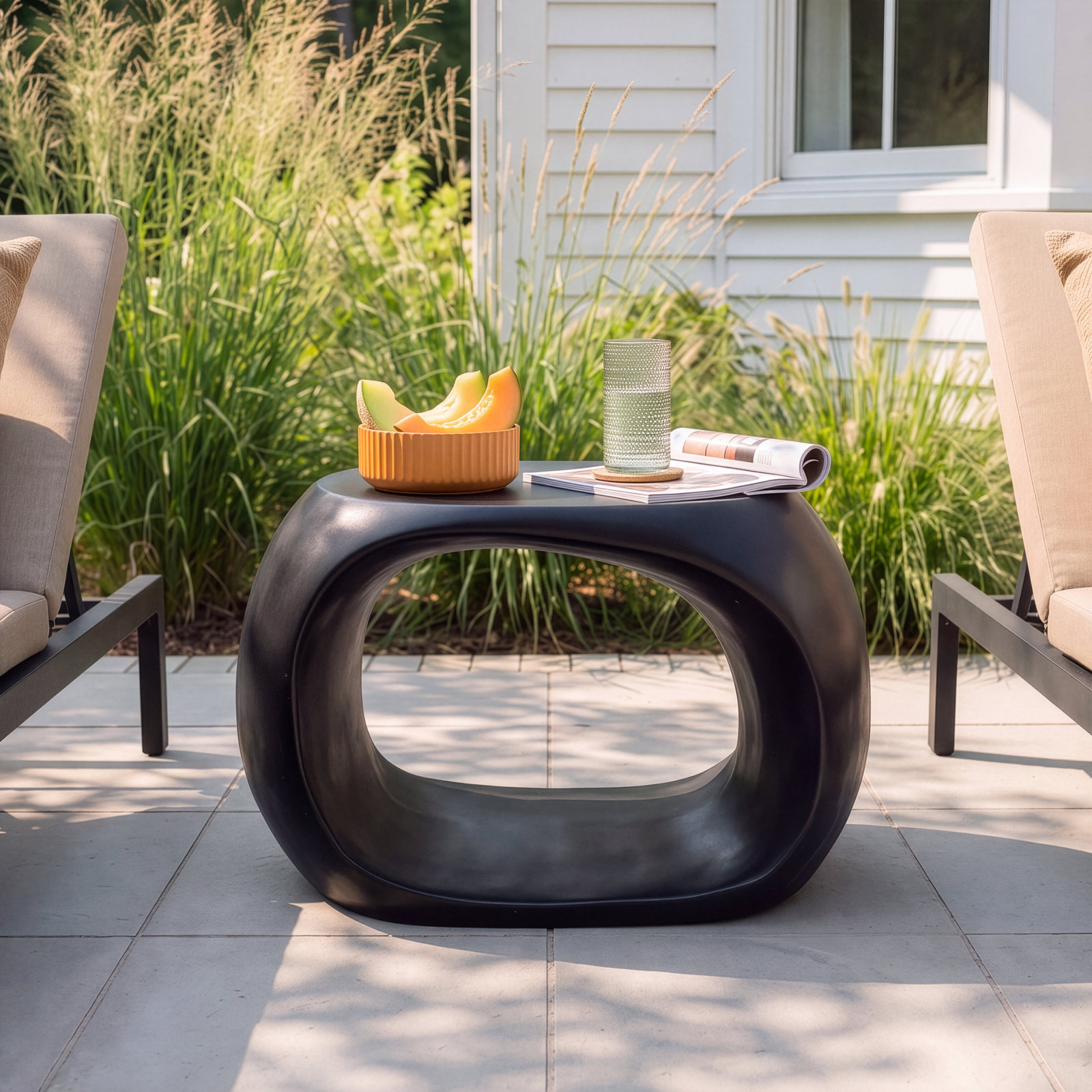 Trae Backless Patio Bar Stool, Black