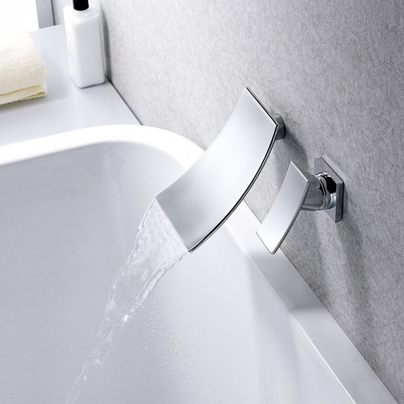 Sumerain Bathtub Faucet Wall Mount, Waterfall Tub Faucet Tub Filler with Single Handle, Chrome