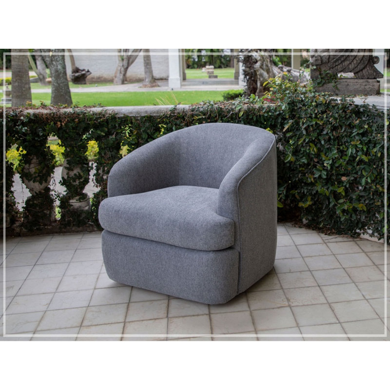 Fauteuil demi-tonneau pivotant de 33 po Darriane, Similicuir cognac