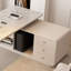 Bureau blanc et blanc en bois fritté en forme de L + bois manufacturé avec 3 tiroirs-26939474