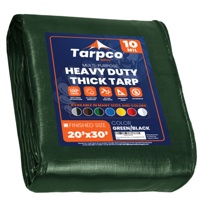 Heavy Duty 10 Mil 10' X 12', Blue, Waterproof Tarpaulin Cover - UV Resistant, Reinforced Edges with Metal Grommets for Camping, Roof, Pool, Boat Protection