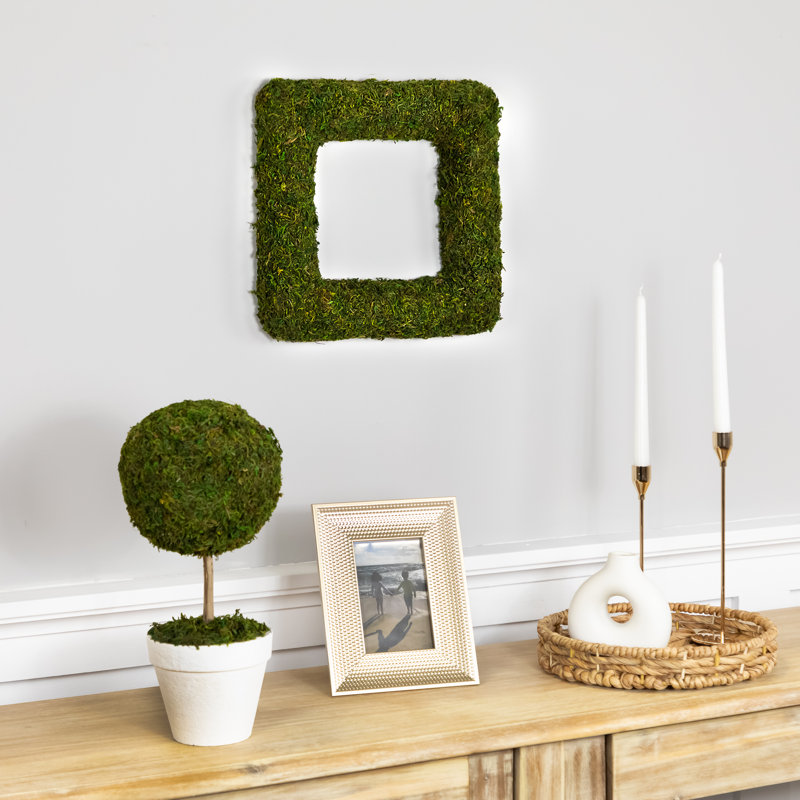 Couronne florale de printemps Reindeer Moss Square - 12 po non éclairée