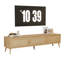 Meuble télé pour salon, compatible avec les téléviseurs de 70 à 79 pouces, pieds en bois massif, style décoratif avec rangement.