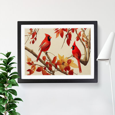 Watercolour Cardinal Birds - Single Picture Frame Print