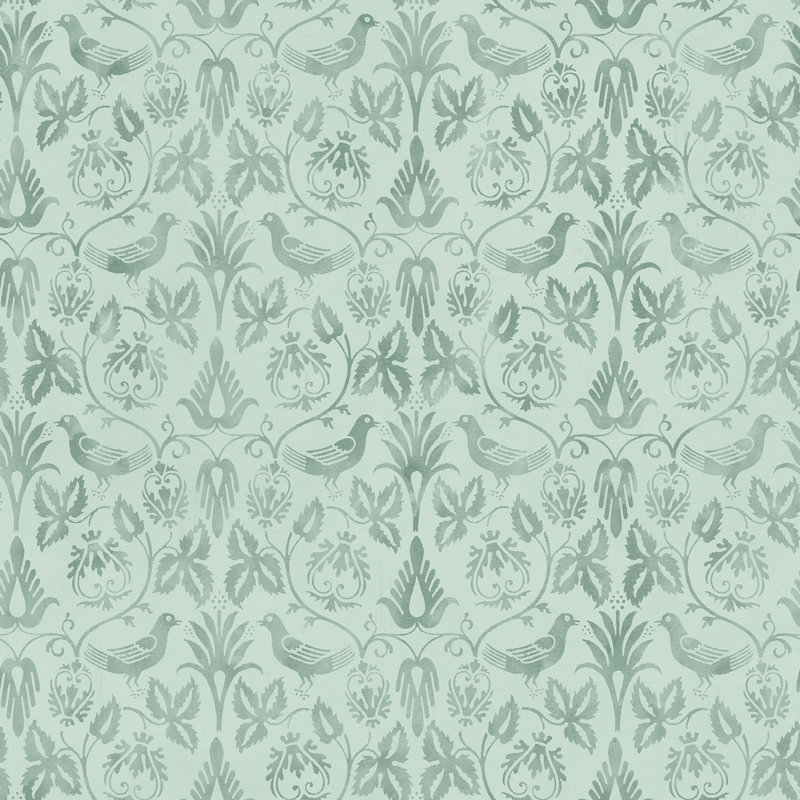 Yuki Osada Damask Wallpaper Double Roll, Green