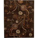 Floral Area Rug in Dark Brown/Yellow/Ivory