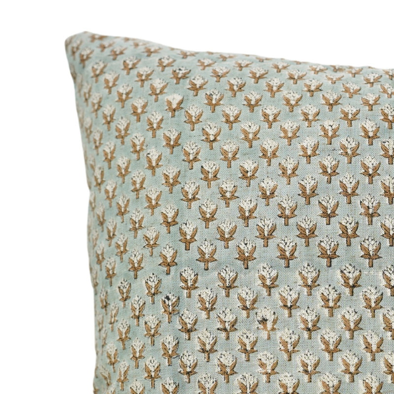 Taie d'oreiller Fabividine Boho, floral, printemps automne (Mogra, bleu), Forme rectangulaire, H 12 po x l 20 po