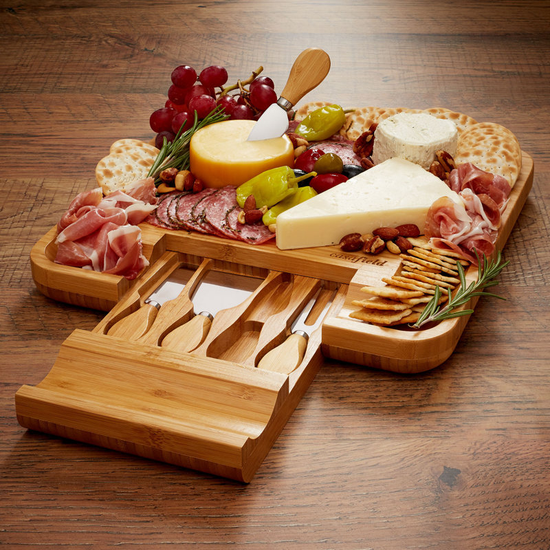 Ensemble-cadeau de planche à fromage en bambou et couteau Casafield