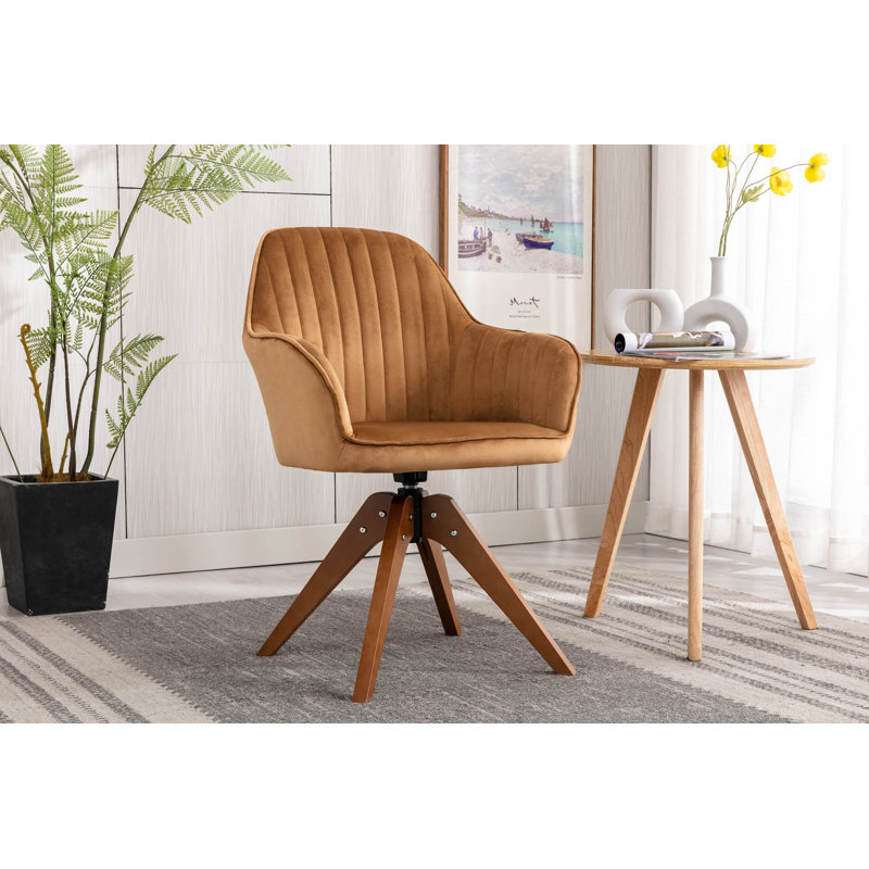 Fauteuil pivotant rembourré en velours, Champagne