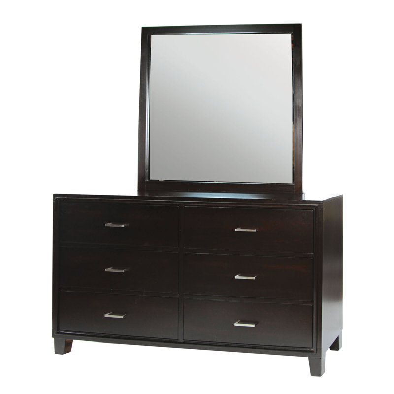Commode combinée 6 tiroirs avec miroir Aniylah