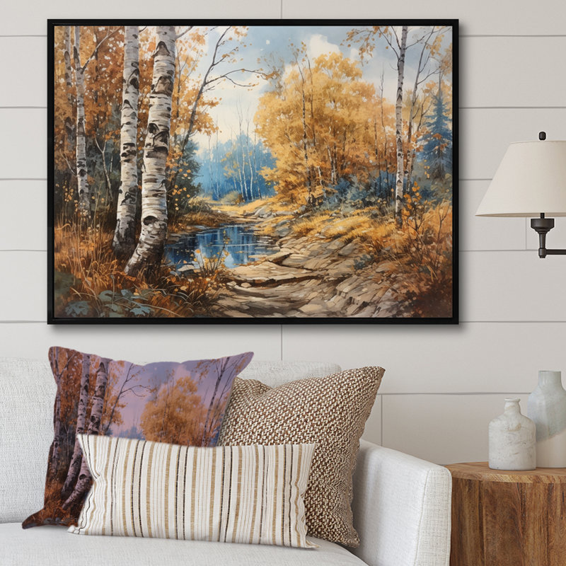 «Ryane Forest And Pond Tranquility I», reproduction sur toile, H 12 po x l 20 po x P 1 po, Cadre flottant noir