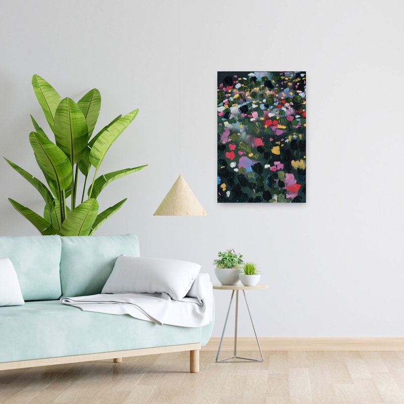 Jardin secret II, art floral abstrait, H 24 po x l 16 po