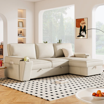 Modern Sleeper With Elegant Armrest Storage And Cup Holder Designs - Beige 3 Smart 3