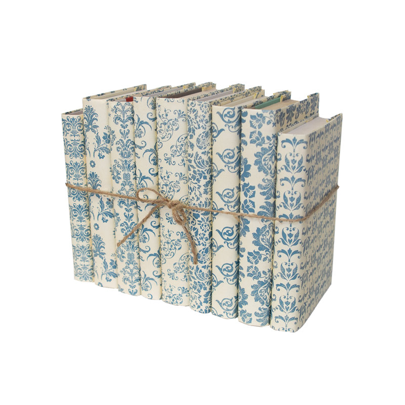 Motif damassé bleu enveloppé, 9, Bleu / crème