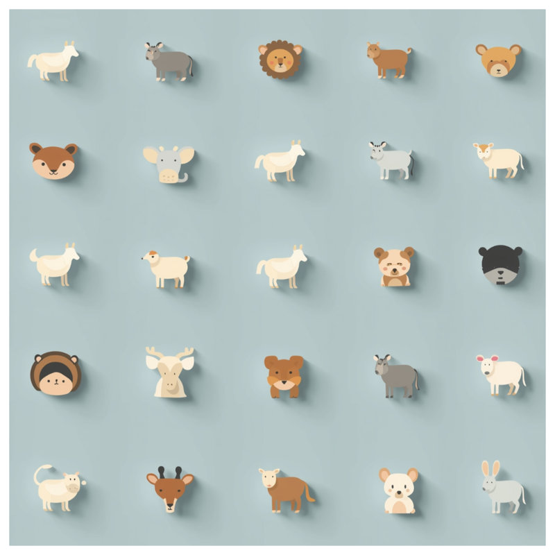 Cute Animal Icons Double Sided Throw Pillows, 18 x 18 inches