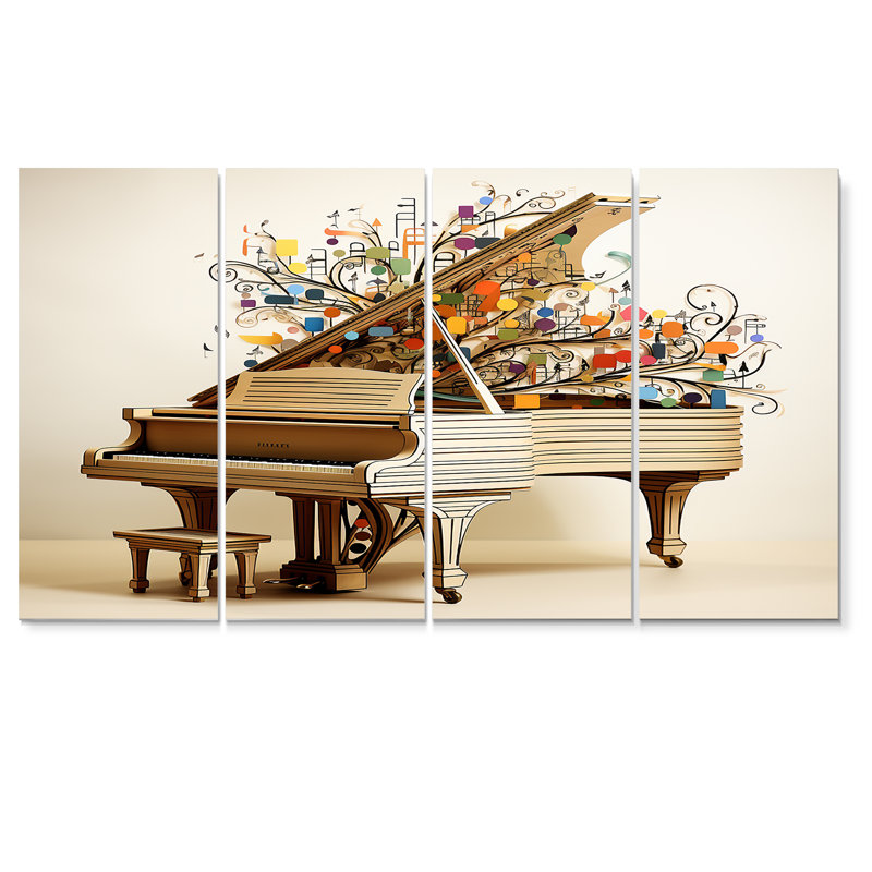 Jolle - Piano, art mural 4 pièces, H 28 po x l 48 po