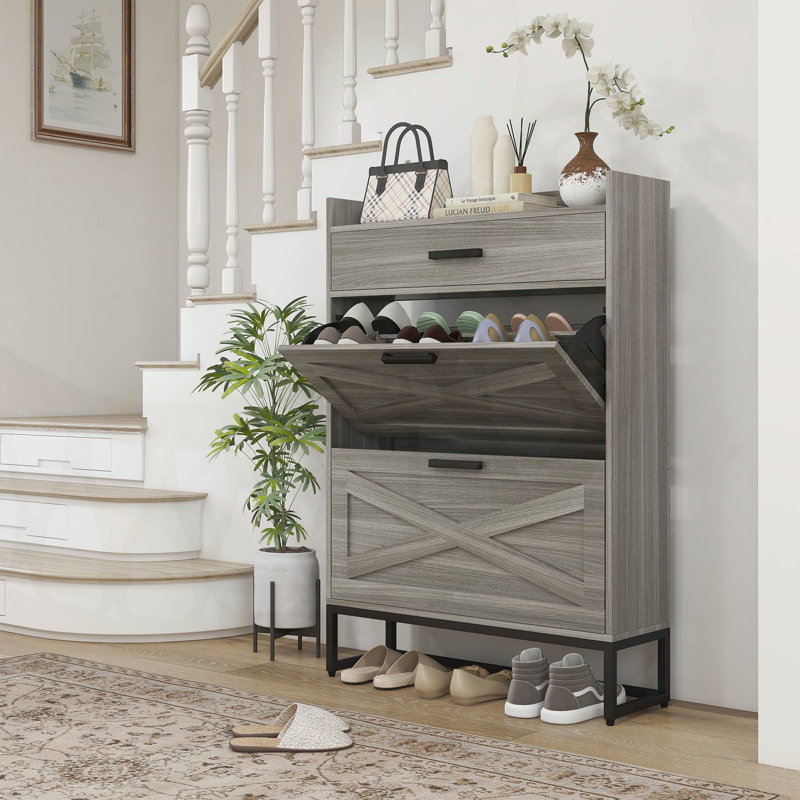Armoire à chaussures étroite, Gris