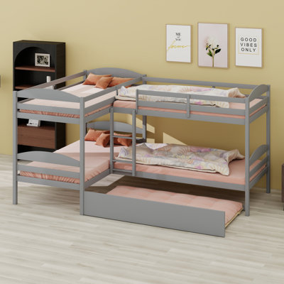 L-Shaped Bunk Bed with Hidden Trundle for Extra Sleep