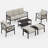 6-Piece Outdoor Metal Patio Conversation Set, All Weather Rust Proof Frame Patio Furniture Sets with Soft Cushions, Ergonomic Backyard Outdoor Furniture for 7 People-2081856446