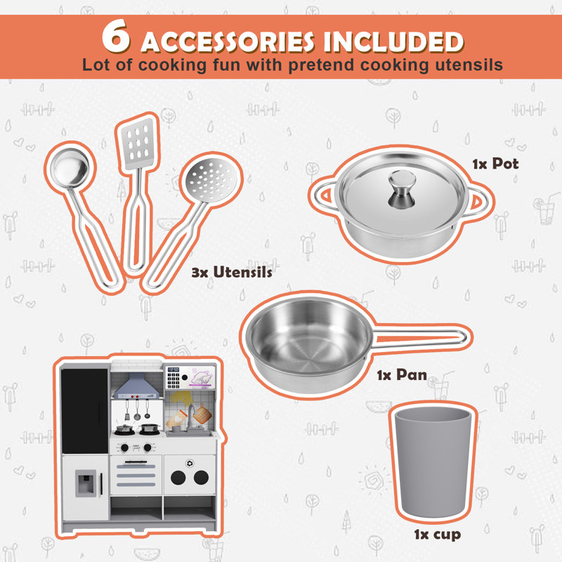 Fahion Wooden Pretend Toddler Kitchen Toy With Circulating Sink,kids Play Kitchen Set With Real Sound And Light