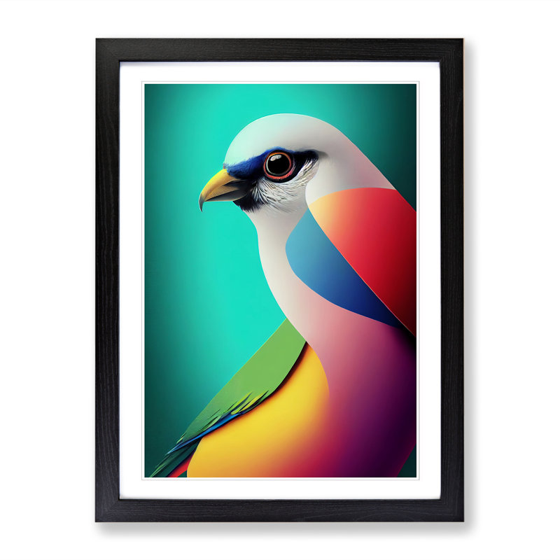 FRM-V0523-239X Bird Digital - Single Picture Frame Print, 34cm H x 25cm W x 2cm D, Walnut Framed