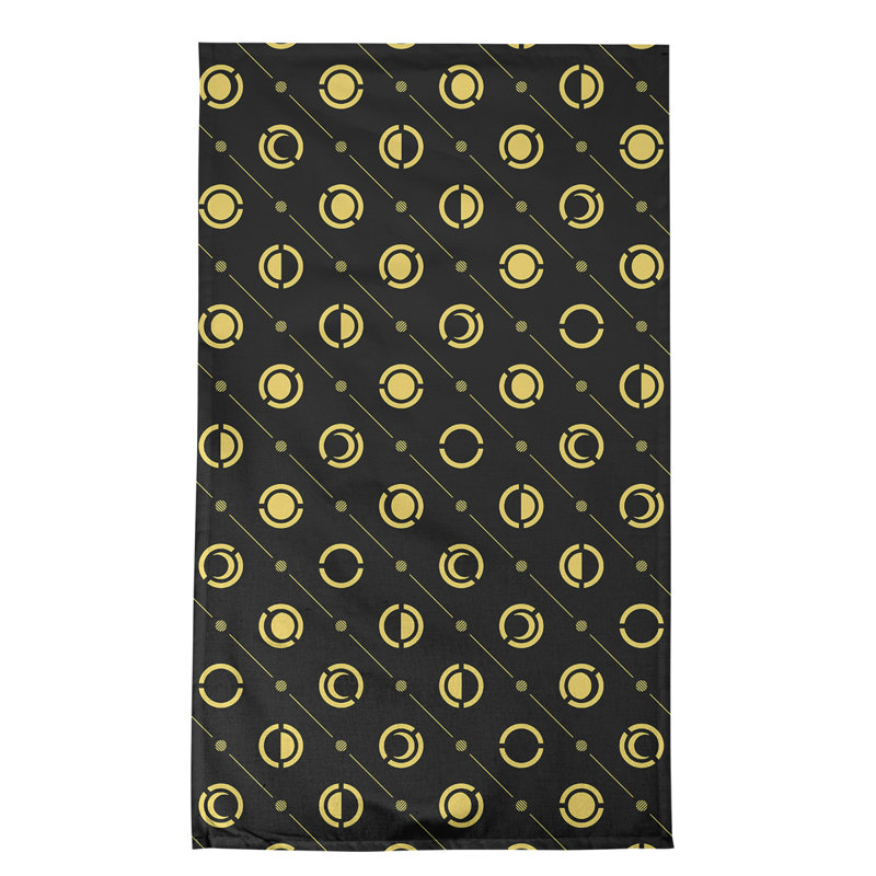 Torchon Moon phases, Noir/jaune, Croisé en coton