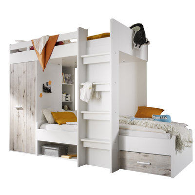 Hampton Bunk Bed with Storage Included with Built-in Ladder Included