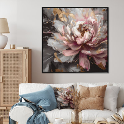 Pivoines blanches et roses en fleurs - reproduction