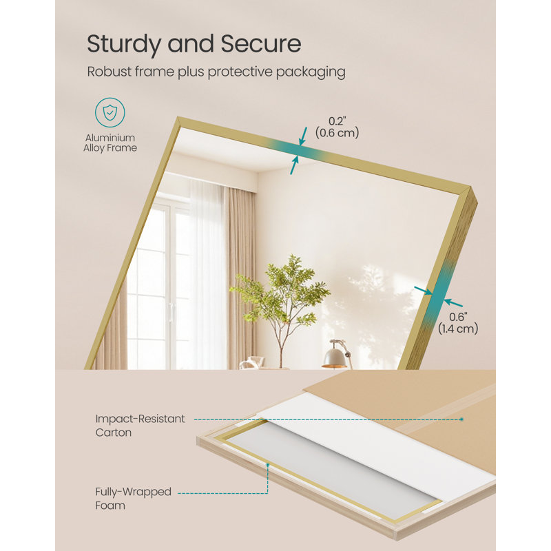 Aluminium Rectangle Mirror, Gold