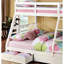 Lit superposé simple au-dessus d'un lit double au fini transitionnel blanc, deux grands tiroirs de rangement inférieurs, placage en bois massif attaché, 10 pièces Lattes pour le soutien et l'esthétique, rangement des tiroirs, matériau, A