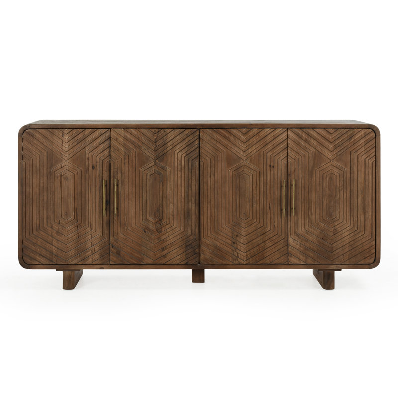 Buffet en bois massif Quince, Brun