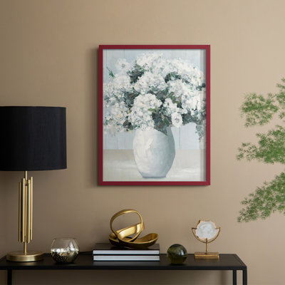 «Beach House Hydrangeas», reproduction encadrée - bois massif