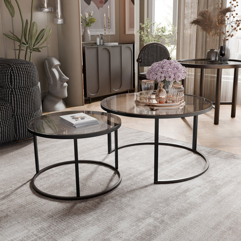 Coffee Table with Storage, 48cm. H x 80cm. L x 80cm. W, Black, Smoked Glass