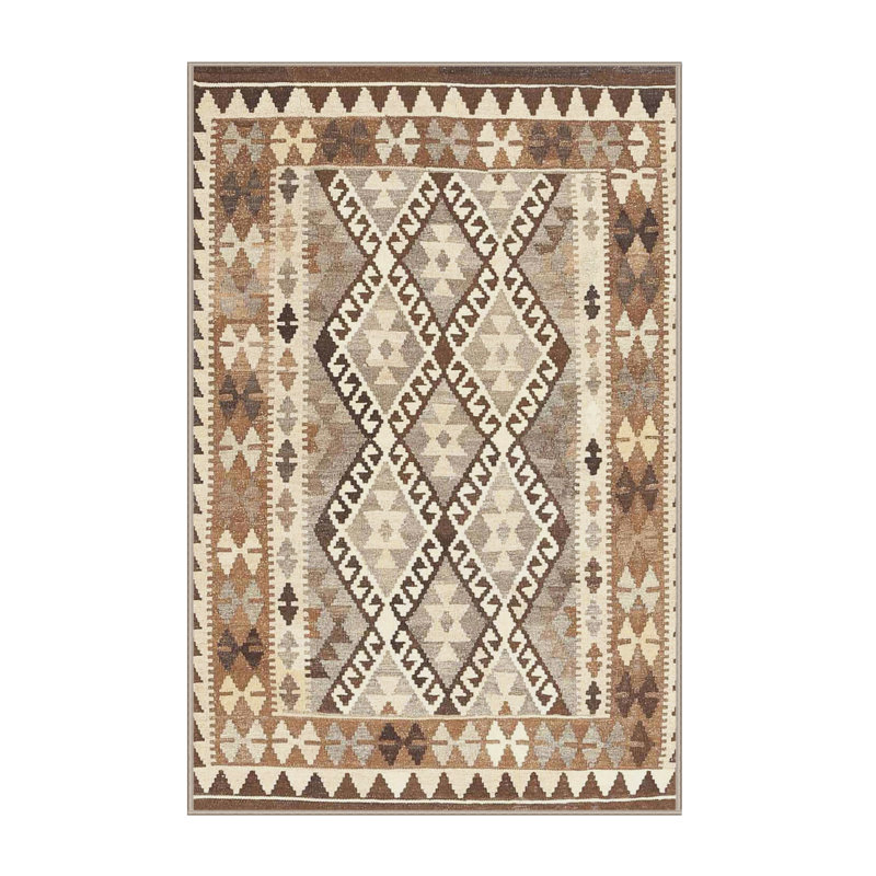 Tapis contemporain brun / noir, Rectangle 5 pi x 7 pi