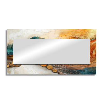 Wood Slide View Of Forest Landscape In Autumn II - Landscapes Wall Mirror Art - Printed On Metal