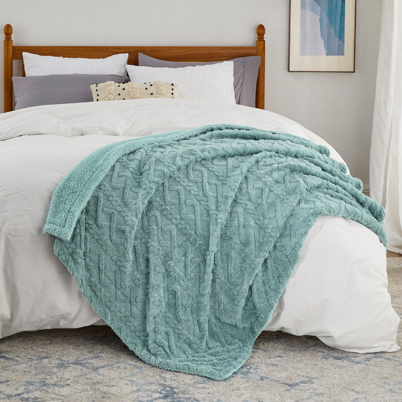 Couvre-lit en sherpa pour lit - douillette douce et douillette, couverture chaude en molleton épais pour l'hiver GentleSoft ™ ️