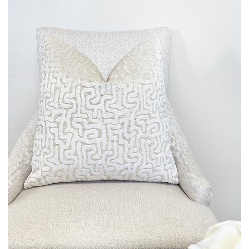 Velvet Maze Throw Pillow Cover, Square 20", Cream