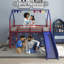 Ensemble lit mezzanine simple avec glissade et rideau Jack Junior