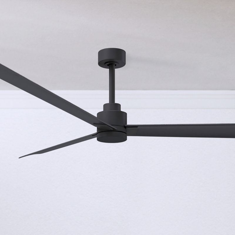 Alessandra Outdoor Downrod Ceiling Fan, Matte Black, Matte Black