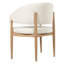 Chaise de salle à manger Liora, de style moderne du milieu du siècle, en bois d'hévéa, avec accoudoirs incurvés, assise rembourrée et dossier enveloppant.-135743934-135743936